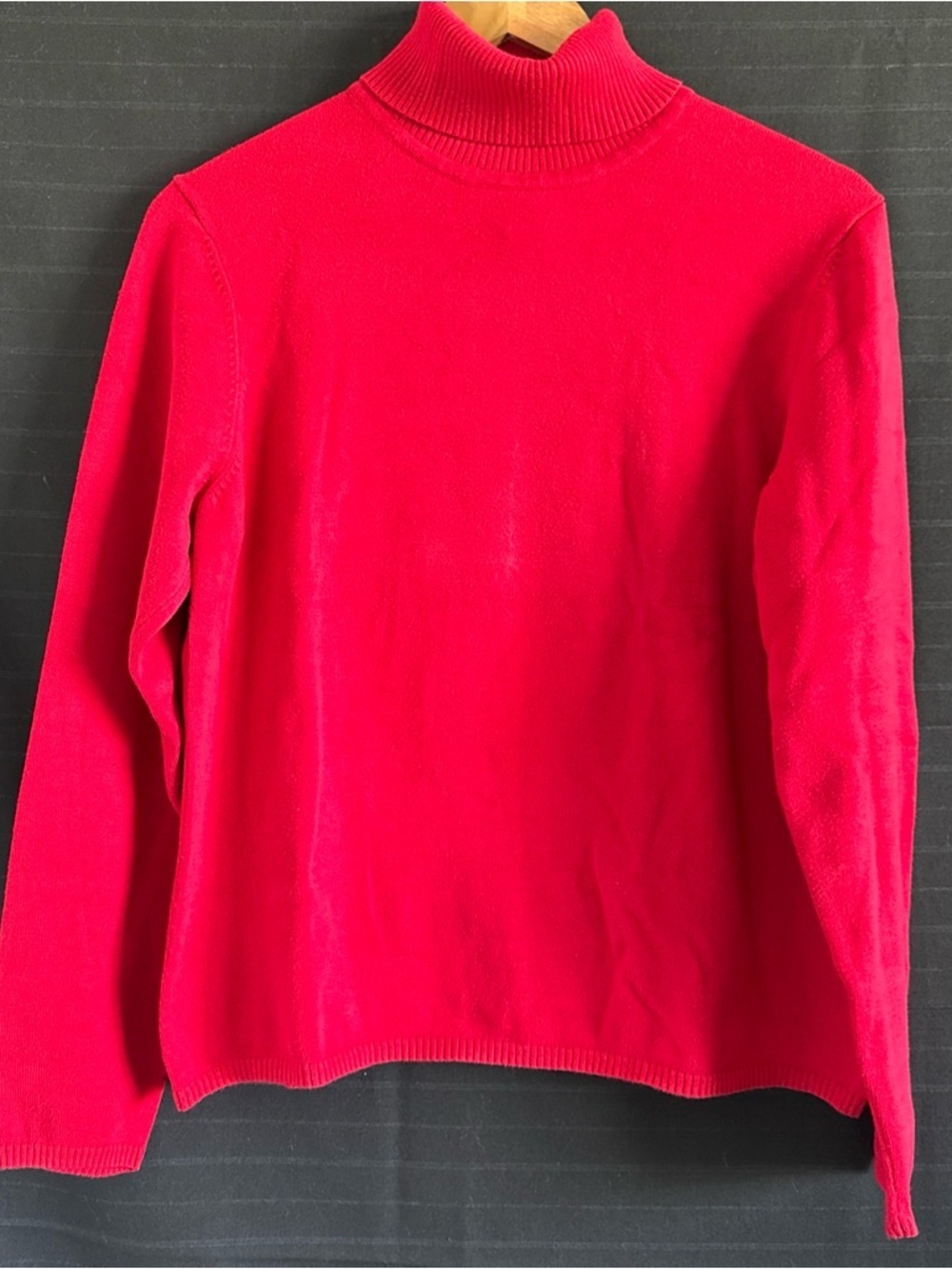 Talbots Sweater Womens Large Cotton Blend Red Turtleneck Pullover Long Sleeve